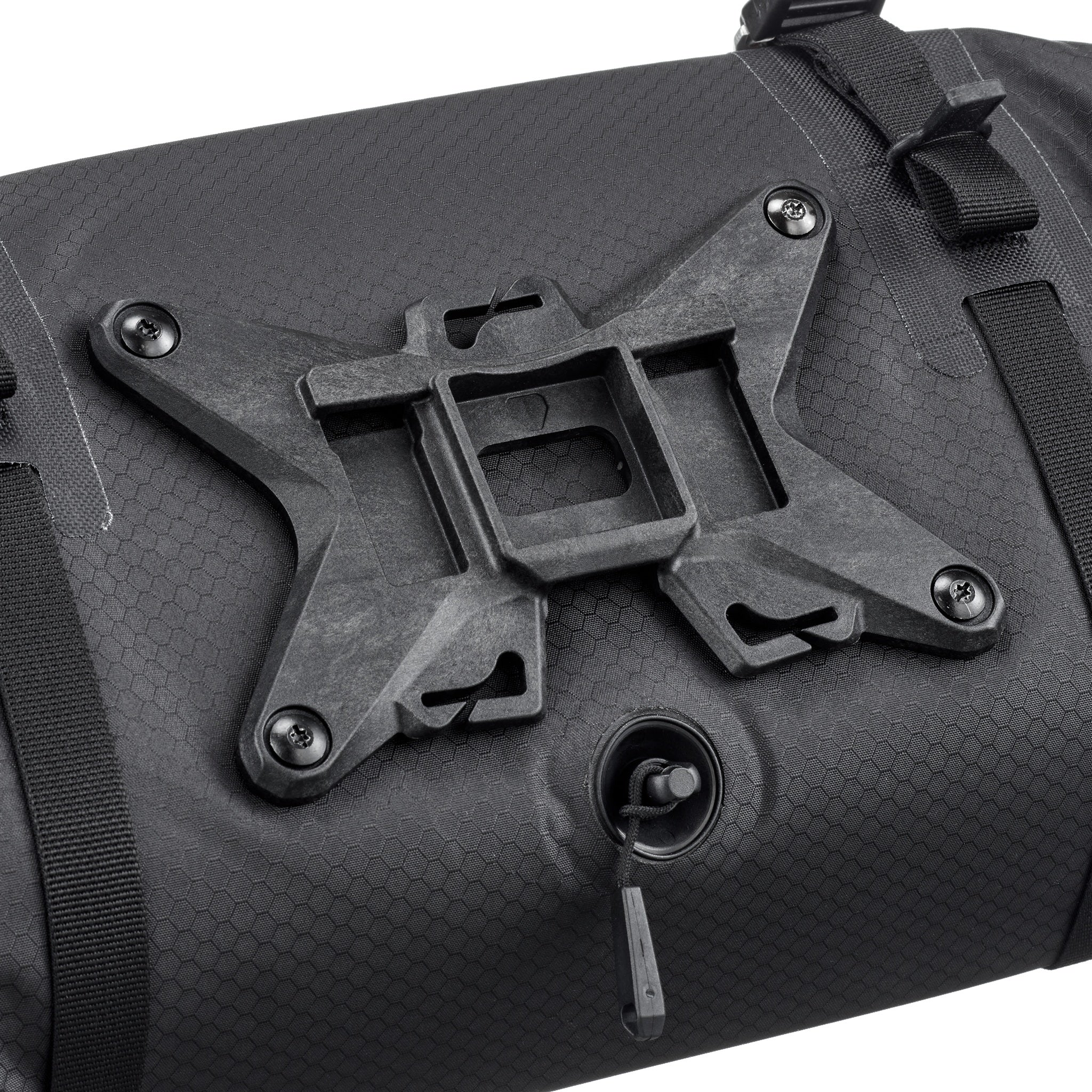 Dettaglio della borsa ORTLIEB Handlebar-Pack Flex color black-matt con sistema Bar-Lock