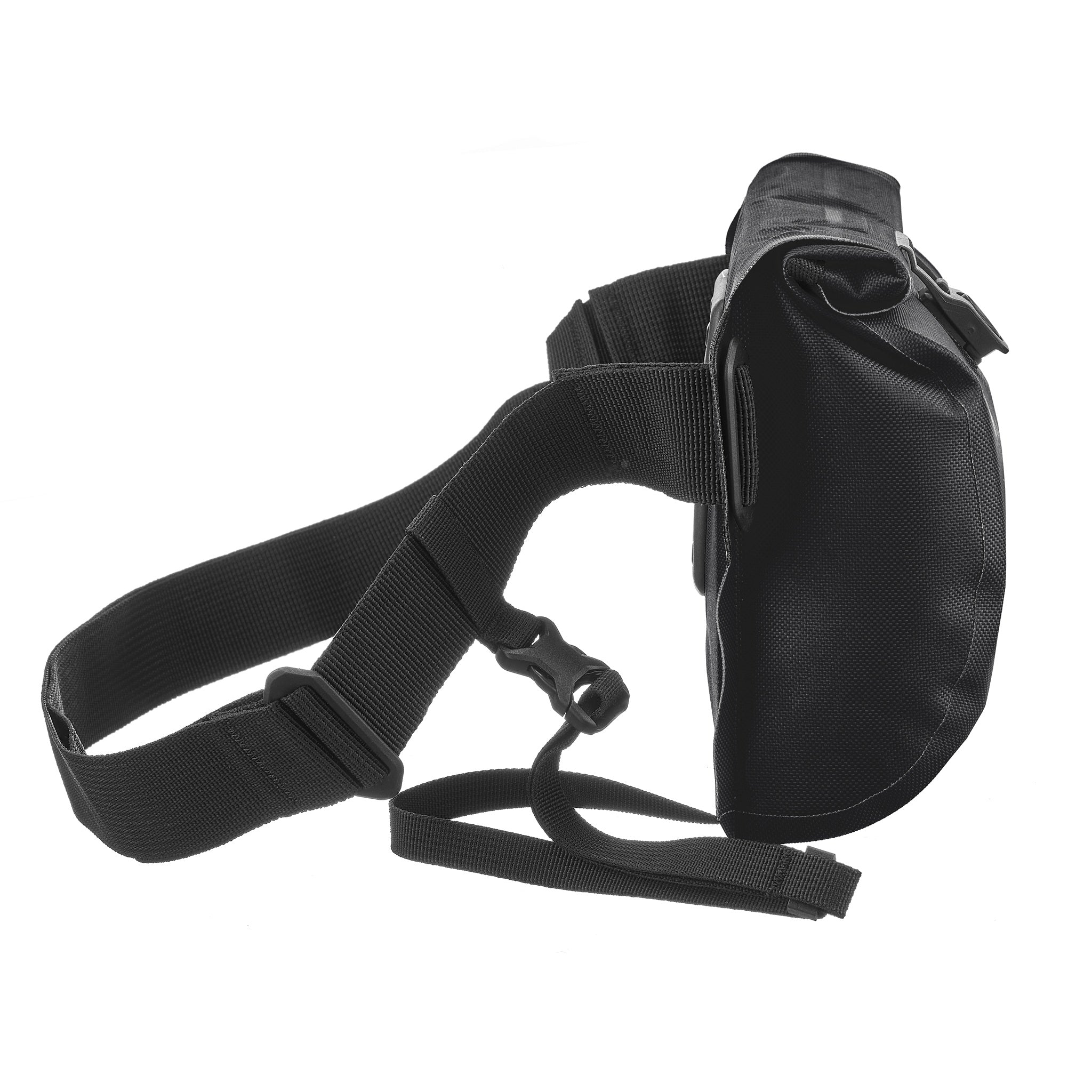 Vista laterale della ORTLIEB Velo-Sling Flex color black 2.5 Liter con tracolla regolabile