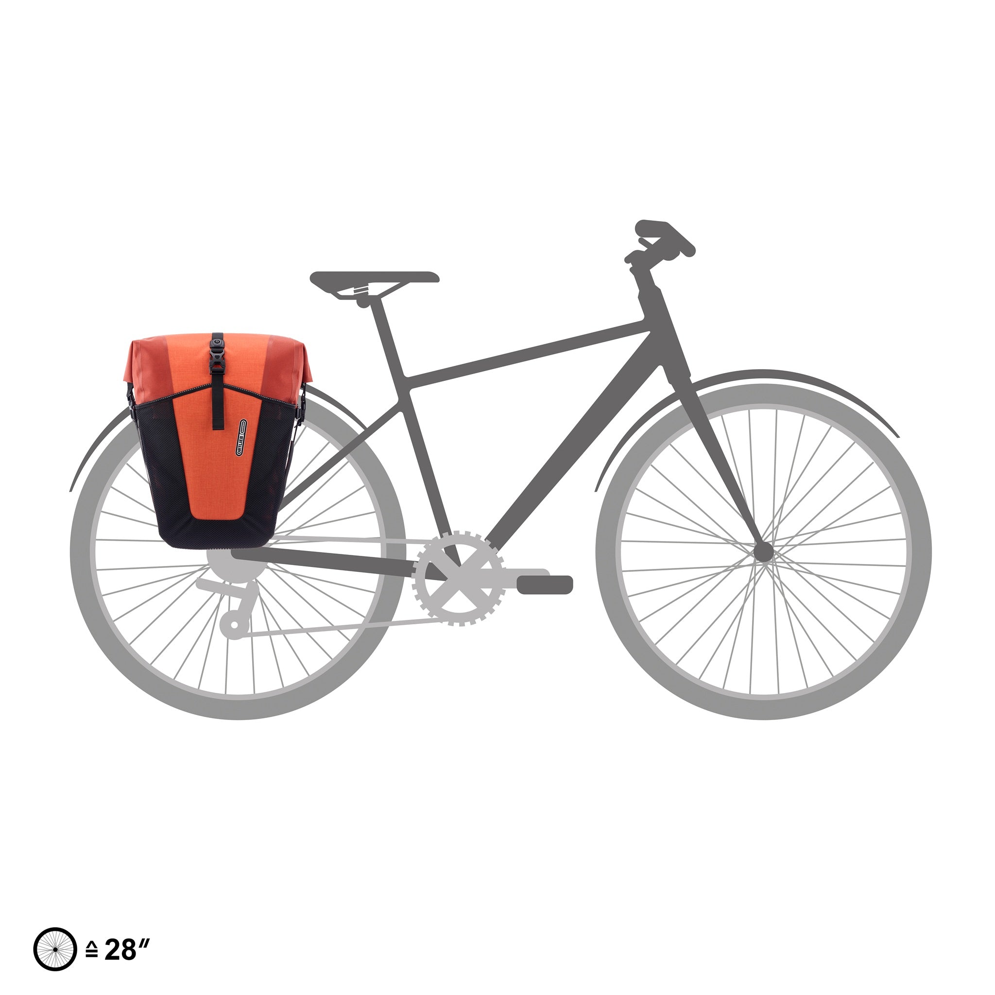 ORTLIEB Back-Roller XL Plus QL2.2 in dark chili montata su portapacchi di bici da touring