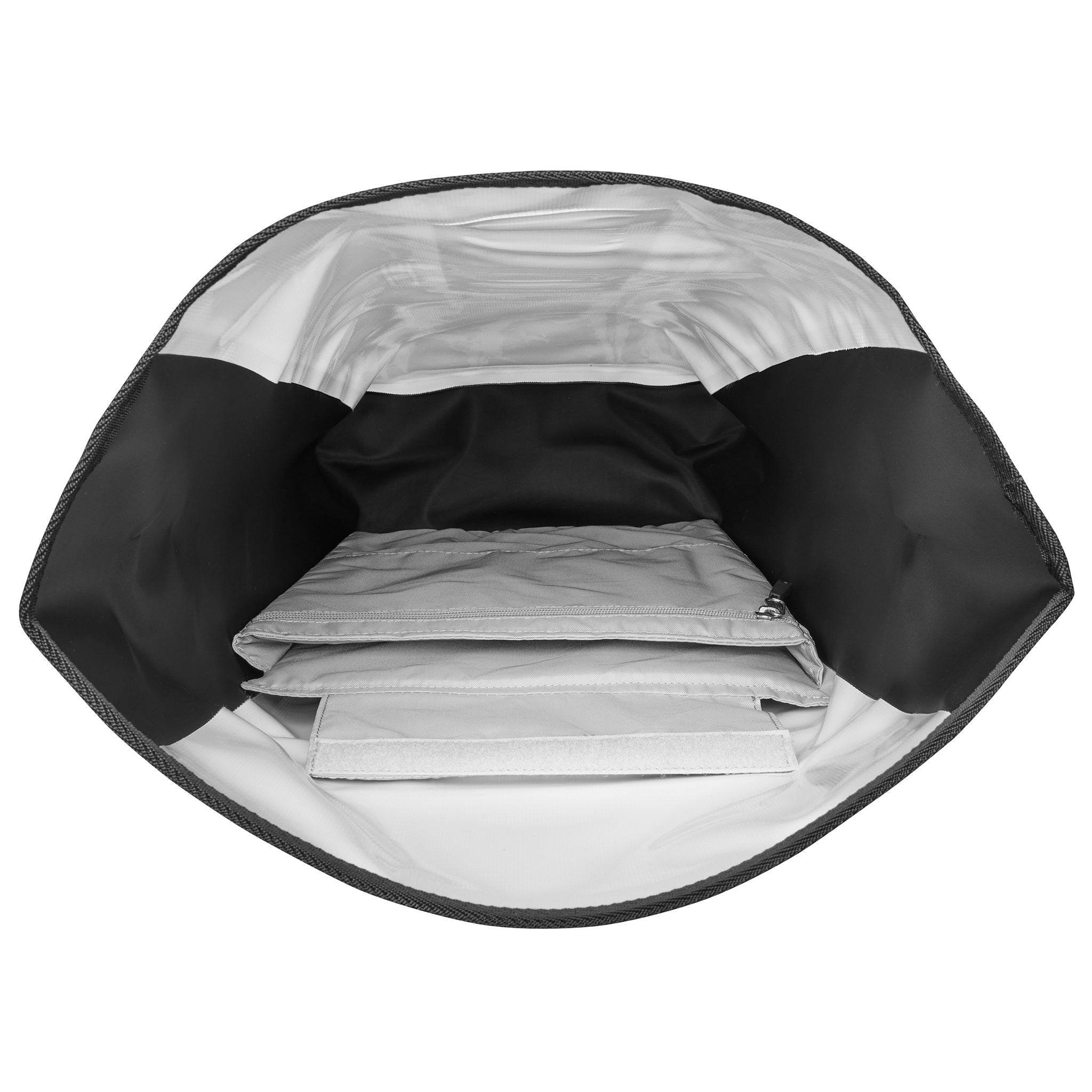 Vista interna dello zaino ORTLIEB Velocity Design con scomparto imbottito per laptop e tasca documenti